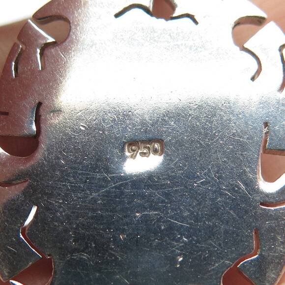 950 Silver Vintage Multi-Color Glass Floral Pendant - Picture 8 of 8